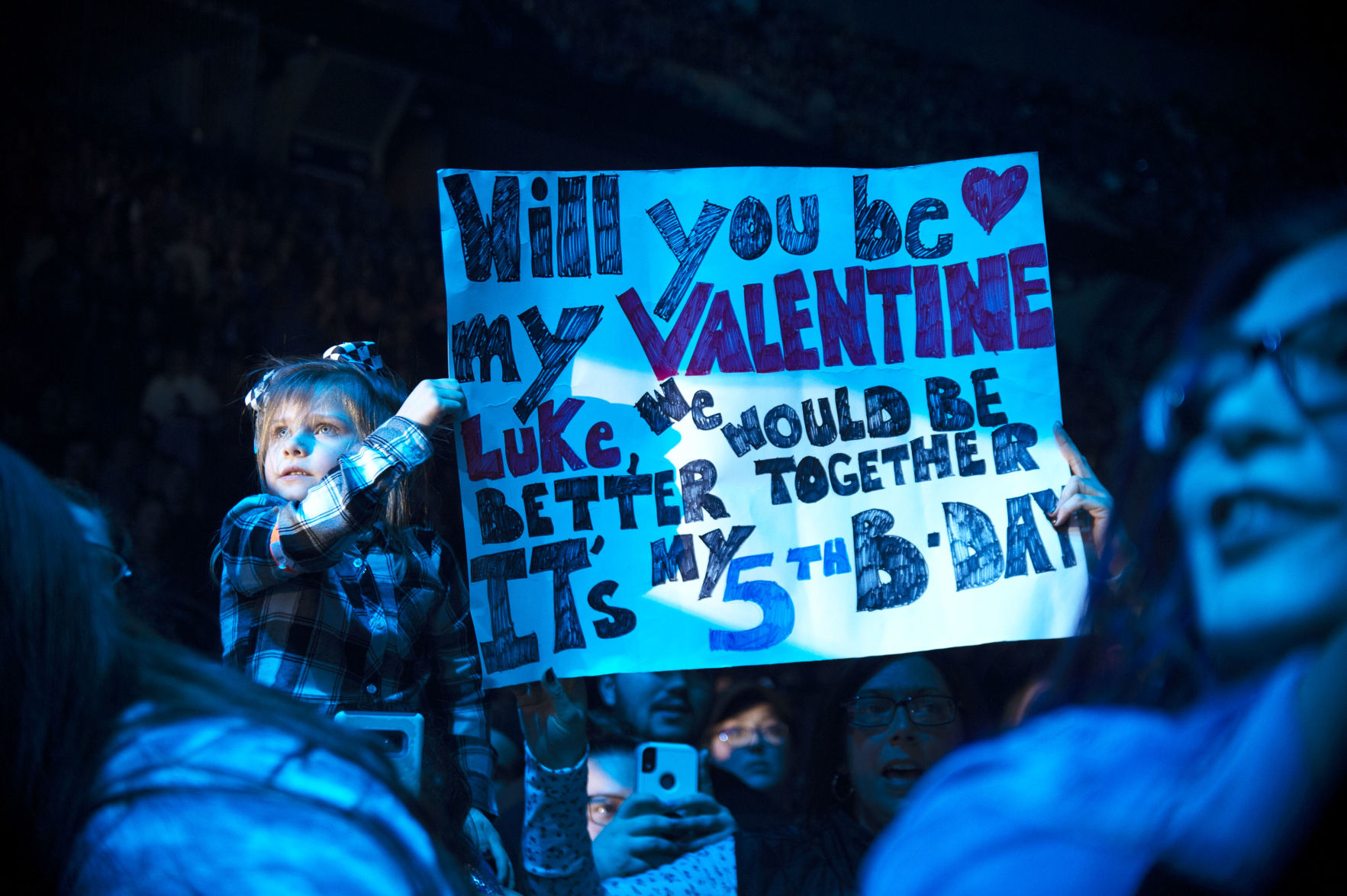 Luke Combs Concert, Young Fan with Sign
